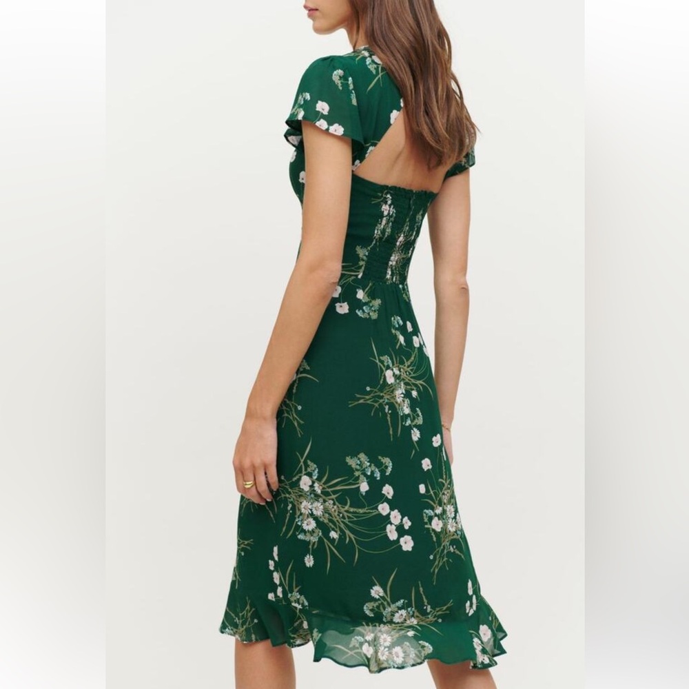Reformation Rosi Midi Green Floral Dress in Buena (6) - Picture 2 of 9